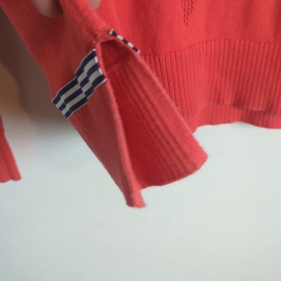 Oversized Cotton Casual Sweater Orange with Open Knit Stars Pattern Size Small - Picture 7 of 11